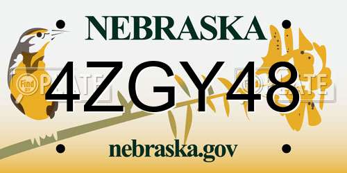 4ZGY48 Nebraska License Plate