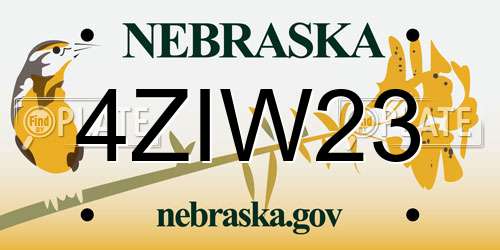 4ZIW23 Nebraska License Plate