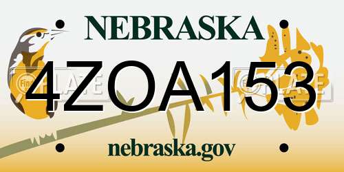 4ZOA153 Nebraska License Plate