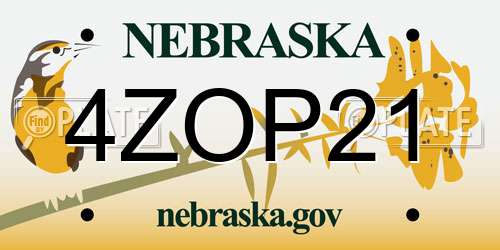 4ZOP21 Nebraska License Plate