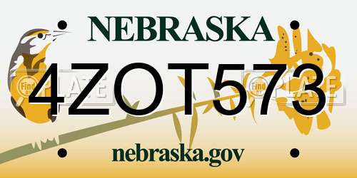 4ZOT573 Nebraska License Plate