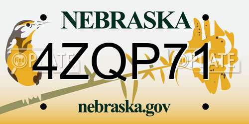 4ZQP71 Nebraska License Plate