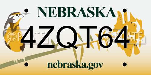 4ZQT64 Nebraska License Plate