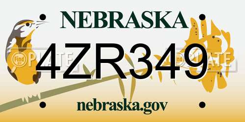 4ZR349 Nebraska License Plate