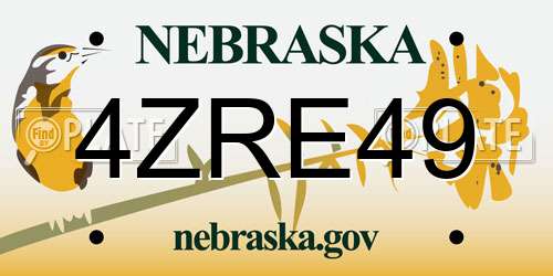 4ZRE49 Nebraska License Plate