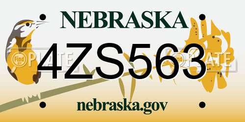 4ZS563 Nebraska License Plate