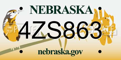 4ZS863 Nebraska License Plate