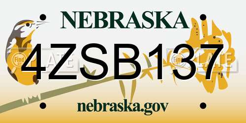4ZSB137 Nebraska License Plate
