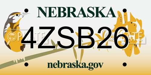 4ZSB26 Nebraska License Plate