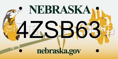 4ZSB63 Nebraska License Plate