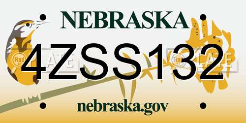 4ZSS132 Nebraska License Plate