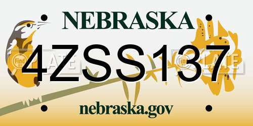4ZSS137 Nebraska License Plate