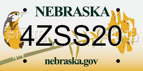 4ZSS20 Nebraska License Plate