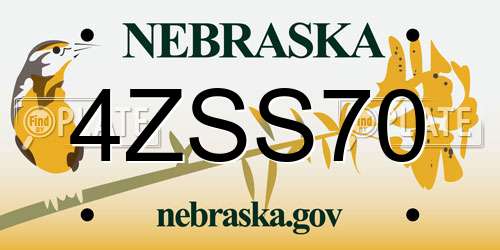 4ZSS70 Nebraska License Plate