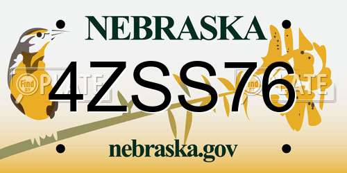 4ZSS76 Nebraska License Plate