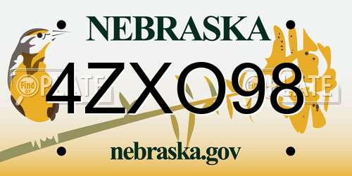 4ZXO98 Nebraska License Plate