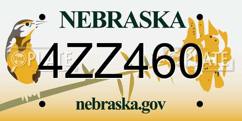 4ZZ460 Nebraska License Plate