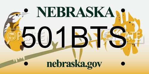 501BTS Nebraska License Plate