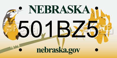 501BZ5 Nebraska License Plate