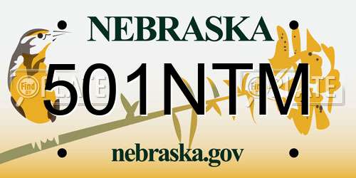 501NTM Nebraska License Plate