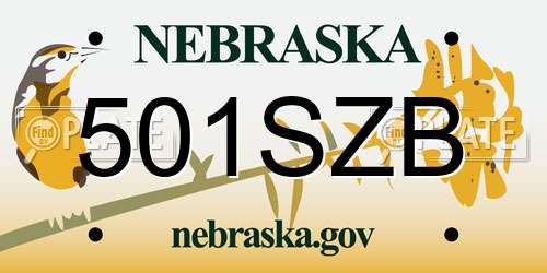 501SZB Nebraska License Plate