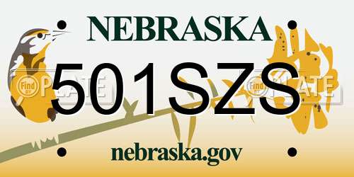 501SZS Nebraska License Plate
