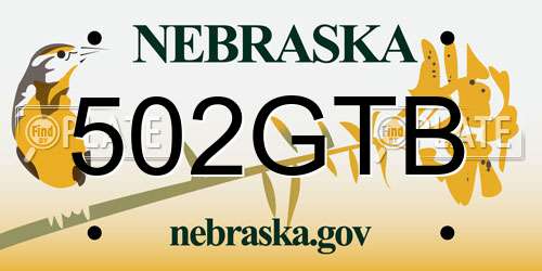 502GTB Nebraska License Plate
