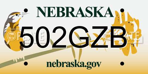 502GZB Nebraska License Plate