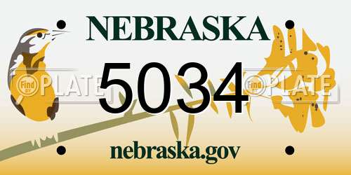 5034 Nebraska License Plate