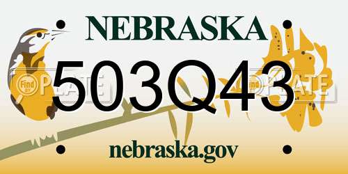 503Q43 Nebraska License Plate