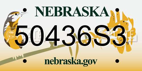 50436S3 Nebraska License Plate