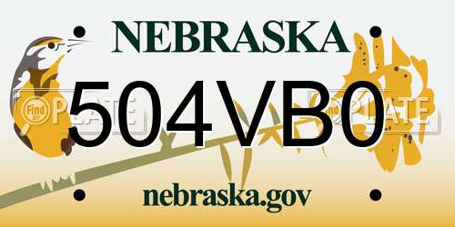 504VB0 Nebraska License Plate