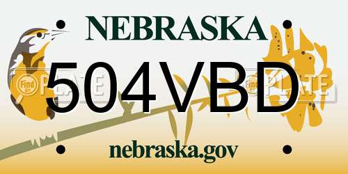 504VBD Nebraska License Plate