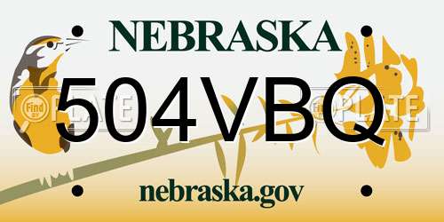 504VBQ Nebraska License Plate