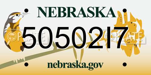 50502I7 Nebraska License Plate