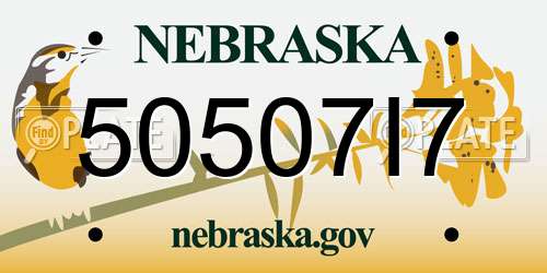 50507I7 Nebraska License Plate