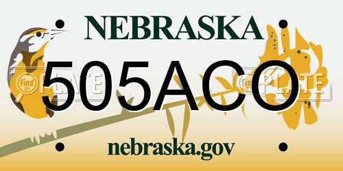 505ACO Nebraska License Plate