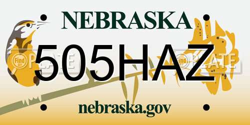 505HAZ Nebraska License Plate