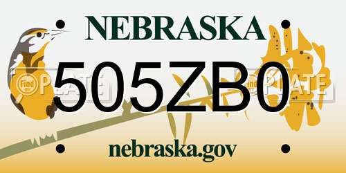 505ZB0 Nebraska License Plate