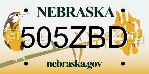505ZBD Nebraska License Plate