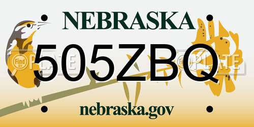505ZBQ Nebraska License Plate