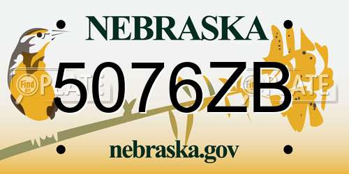 5076ZB Nebraska License Plate
