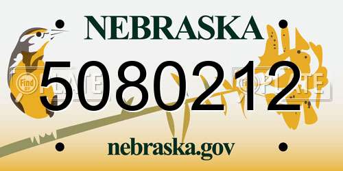 5080212 Nebraska License Plate
