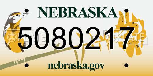 5080217 Nebraska License Plate