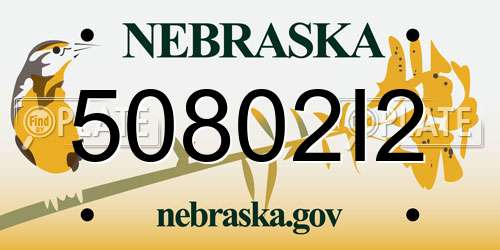 50802I2 Nebraska License Plate