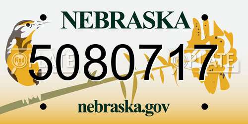 5080717 Nebraska License Plate