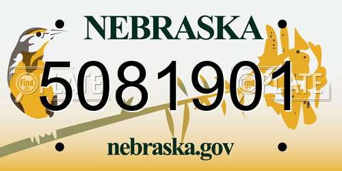 5081901 Nebraska License Plate