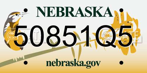 50851Q5 Nebraska License Plate