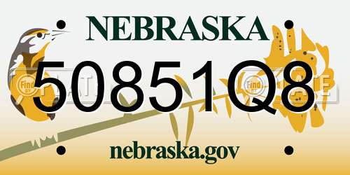 50851Q8 Nebraska License Plate
