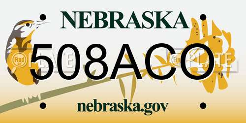 508ACO Nebraska License Plate